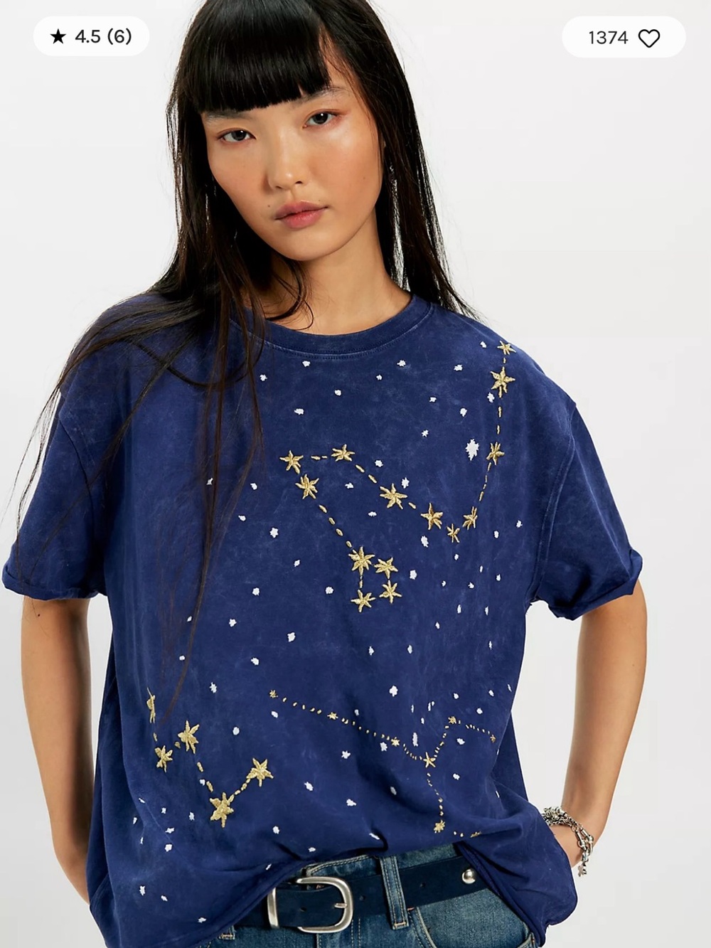 Navy Star Constellation Embroidered Short-Sleeve Tee